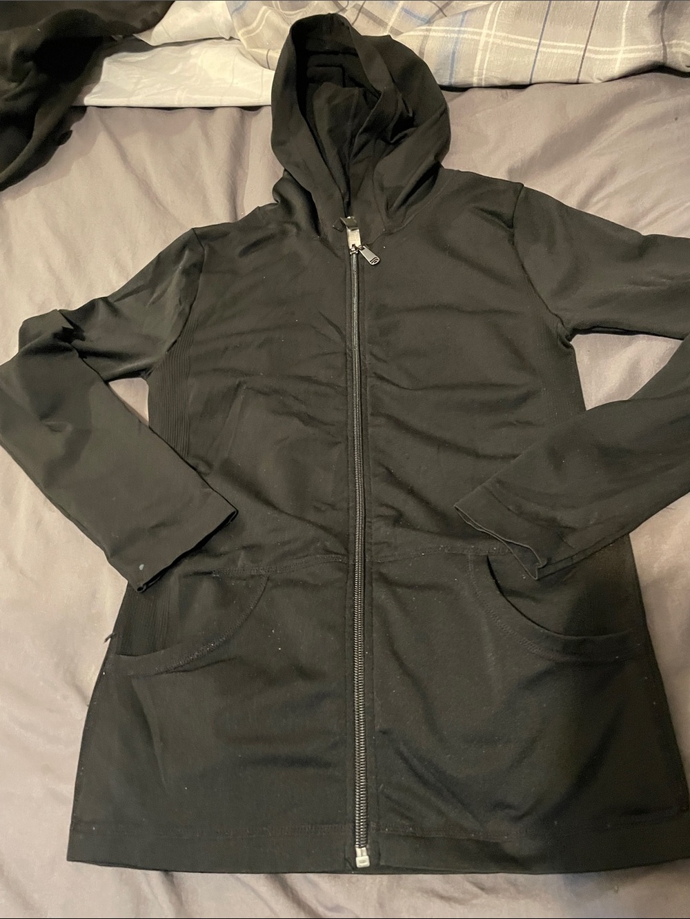 New Mix Black Hooded Utility Jacket with Front Zip